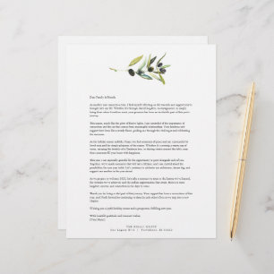 Waterverf Olive Branch Letterhead Sjabloon Briefhoofd