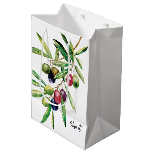 Waterverf Olive Branch Medium Cadeauzakje (Voorkant Gekanteld)