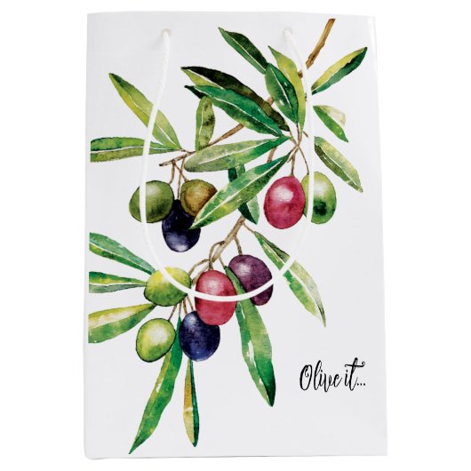 Waterverf Olive Branch Medium Cadeauzakje (Voorkant)