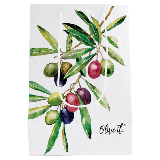Waterverf Olive Branch Medium Cadeauzakje (Achterkant)