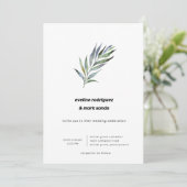 Waterverf Olive Branch Minimalist Wedding Kaart (Staand voorkant)