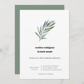 Waterverf Olive Branch Minimalist Wedding Kaart (Voorkant / Achterkant)
