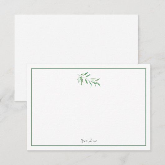 Waterverf Olive Branch Notitiekaartje (Voorkant / Achterkant)