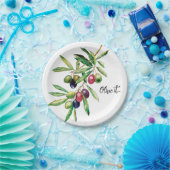 Waterverf Olive Branch Papieren Bordje (Feest)
