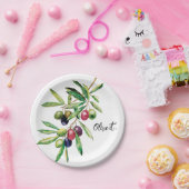 Waterverf Olive Branch Papieren Bordje (Feest)
