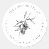 Waterverf Olive Branch Retouradres Ronde Sticker (Voorkant)