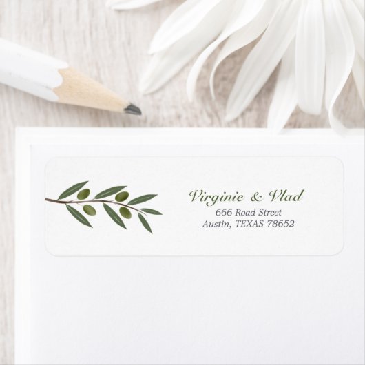 Waterverf Olive Branch Retouradreslabel Etiket (Insitu)