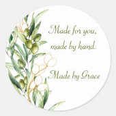 Waterverf Olive Branch Ronde Sticker (Voorkant)