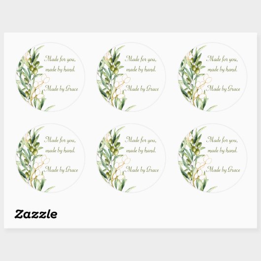 Waterverf Olive Branch Ronde Sticker (Vel)