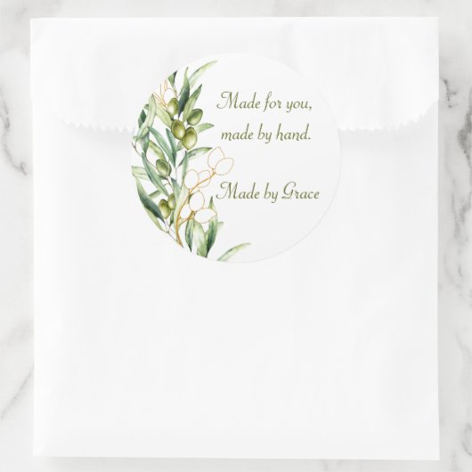 Waterverf Olive Branch Ronde Sticker (Tas)