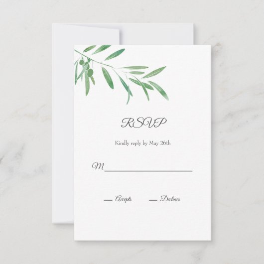 Waterverf Olive Branch RSVP-kaart RSVP Kaartje (Voorkant)