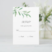 Waterverf Olive Branch RSVP-kaart RSVP Kaartje (Staand voorkant)