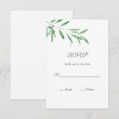 Waterverf Olive Branch RSVP-kaart RSVP Kaartje (Voorkant / Achterkant)