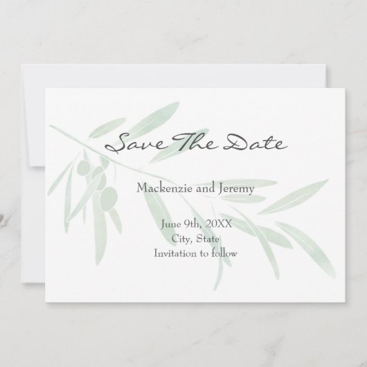 Waterverf Olive Branch Save The Date (Voorkant)