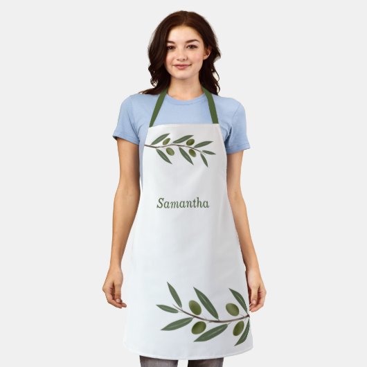 Waterverf Olive Branch Schort (Gedragen)