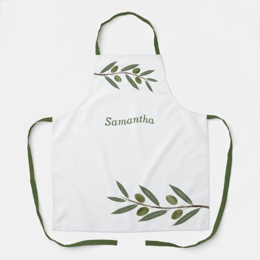 Waterverf Olive Branch Schort (Voorkant)