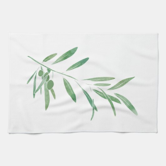 Waterverf Olive Branch Theedoek (Horizontaal)