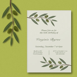 Waterverf Olive Branch Verjaardagsuitnodiging Kaart