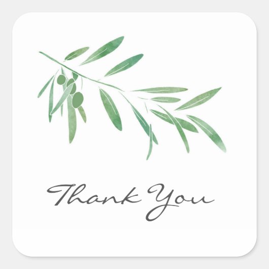 Waterverf Olive Branch Vierkante Sticker (Voorkant)