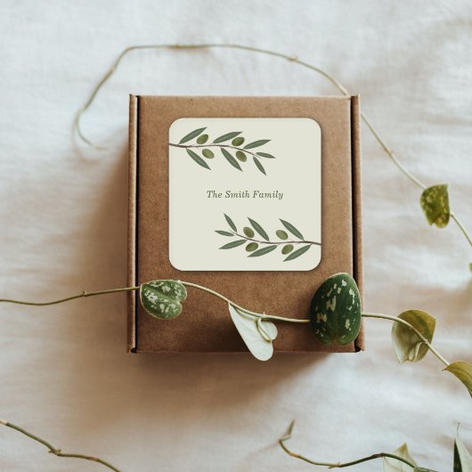 Waterverf Olive Branch Vierkante Sticker