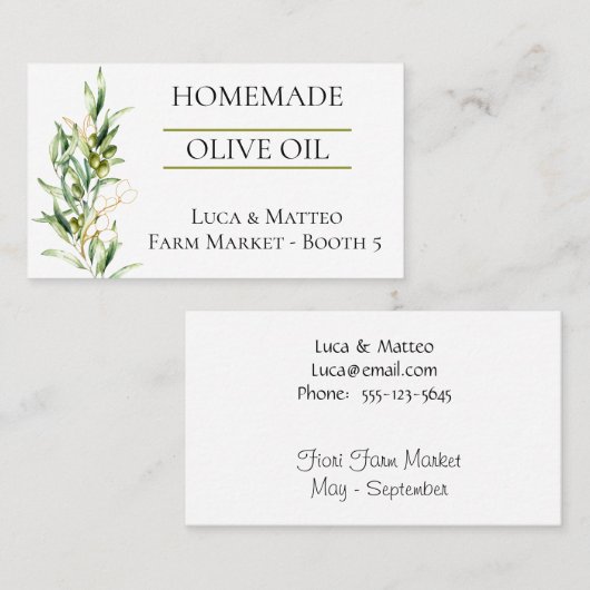 Waterverf Olive Branch Visitekaartje (Voorkant / Achterkant)