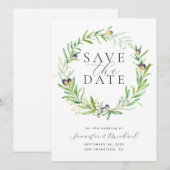 Waterverf Olive Branch Wreater Save the Date (Voorkant / Achterkant)