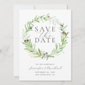Waterverf Olive Branch Wreater Save the Date (Voorkant)