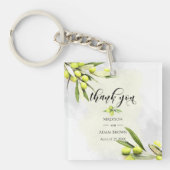 Waterverf Olive Branches Weddenschappen Bedankt Sleutelhanger (Voorkant)