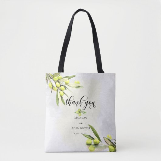 Waterverf Olive Branches Weddenschappen Bedankt Tote Bag (Voorkant)