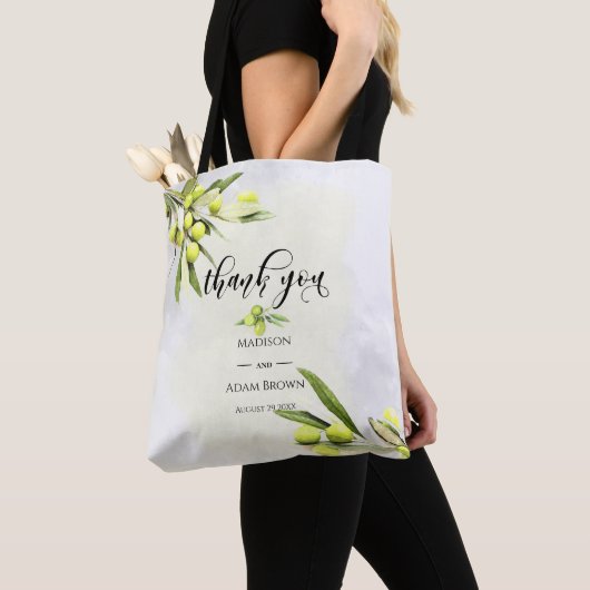 Waterverf Olive Branches Weddenschappen Bedankt Tote Bag (Dichtbij)