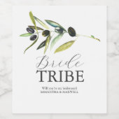 Waterverf Olive bruidsmeisje voorstel label Wijn Etiket (Enkel label)