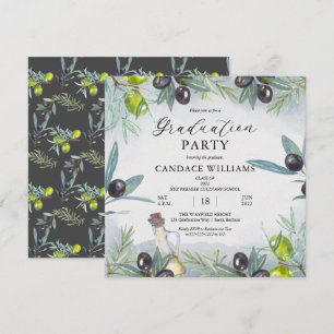 Waterverf Olive Culinaire School Graduparty Kaart