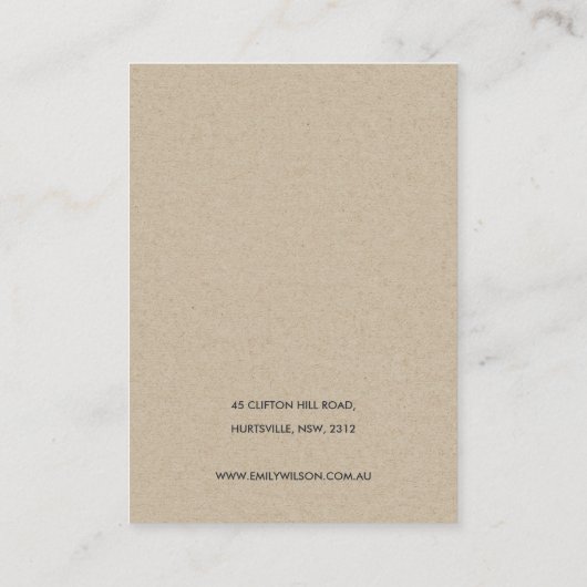 WATERVERF OLIVE FOLIAGE EARRING KETTING DISPLAY VISITEKAARTJE (Achterkant)