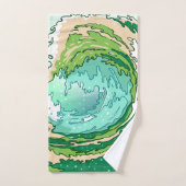Waterverf Olive Forest Green Blauwgroen Zee Waves Bad Handdoek (Handdoek)