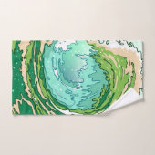 Waterverf Olive Forest Green Blauwgroen Zee Waves Bad Handdoek (Handdoek)