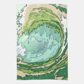 Waterverf Olive Forest Green Blauwgroen Zee Waves Theedoek (Verticaal)