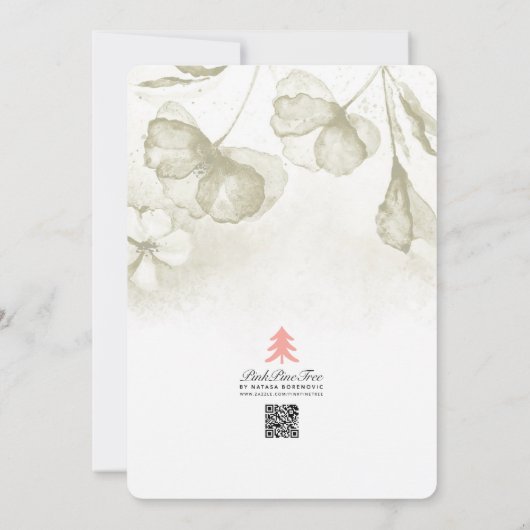 Waterverf Olive Green Floral Vrijgezellenfeest Kaart (Achterkant)