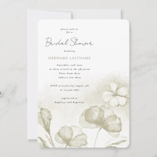 Waterverf Olive Green Floral Vrijgezellenfeest Kaart (Voorkant)