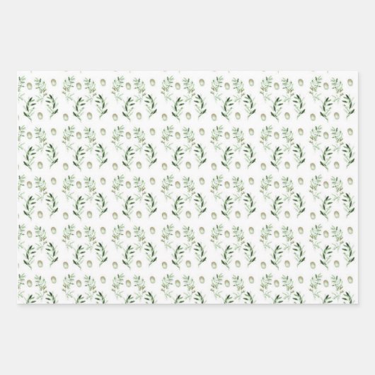 Waterverf Olive Green Gift wrappaper Inpakpapier Vel (Voorkant)