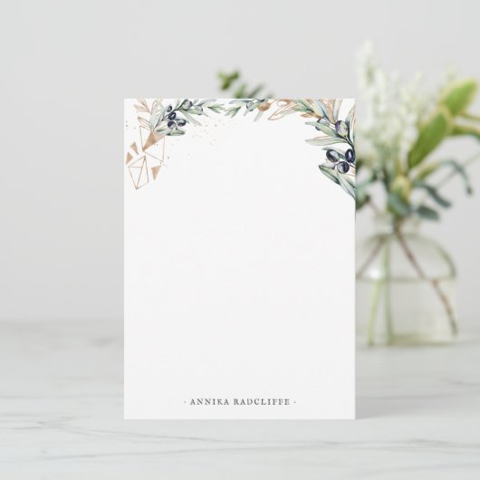 Waterverf Olive Grove | Gepersonaliseerd briefpapi Informatiekaartje (Staand voorkant)
