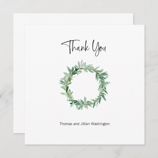 Waterverf Olive Hartelijk dank voor uw creditcard Bedankkaart (Voorkant / Achterkant)