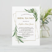 Waterverf Olive Leaves Gold Bridal Tea Party Kaart (Staand voorkant)