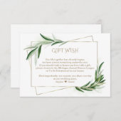 Waterverf Olive Leaves Gold Wedding Gift Wish Informatiekaartje (Voorkant / Achterkant)