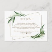 Waterverf Olive Leaves Gold Wedding Gift Wish Informatiekaartje (Voorkant)
