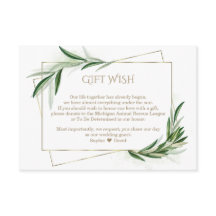 Waterverf Olive Leaves Gold Wedding Gift Wish