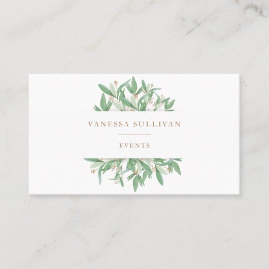 Waterverf Olive Leaves Greenery Visitekaartjes (Voorkant)