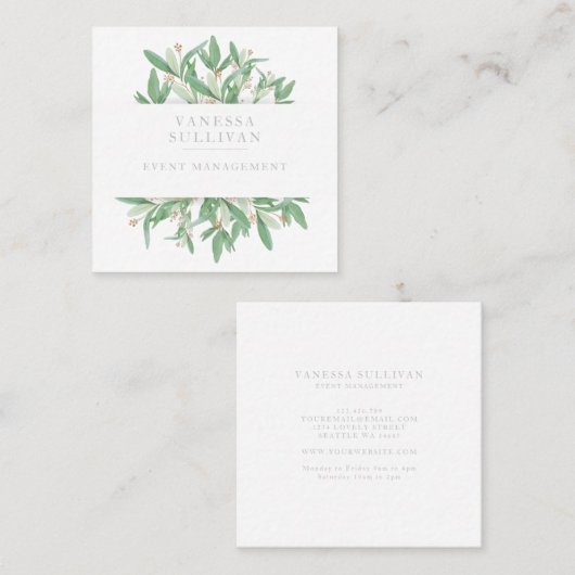 Waterverf Olive Leaves Greenery Visitekaartjes (Voorkant / Achterkant)
