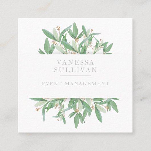 Waterverf Olive Leaves Greenery Visitekaartjes (Voorkant)