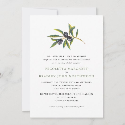 Waterverf Olive Orchard | Weddenschap Kaart (Voorkant)