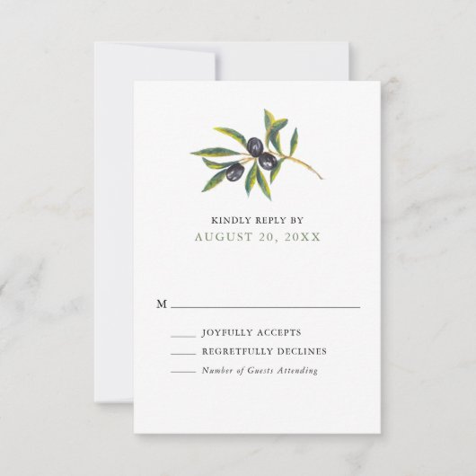 Waterverf Olive Orchard Wedding RSVP (Voorkant)